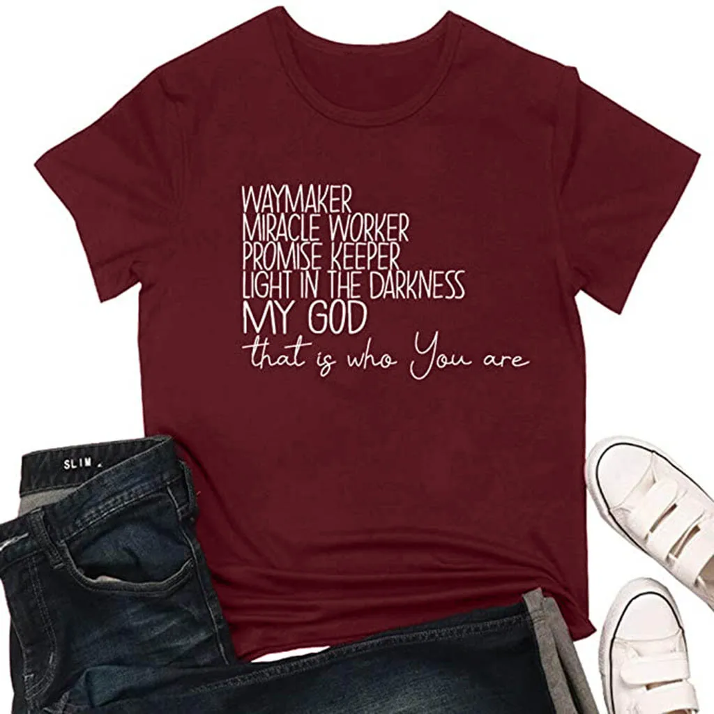 

Tops Sleeves Blouse Loose O-Neck Letter Casual Women Short Printing T-Shirt Women's Blouse