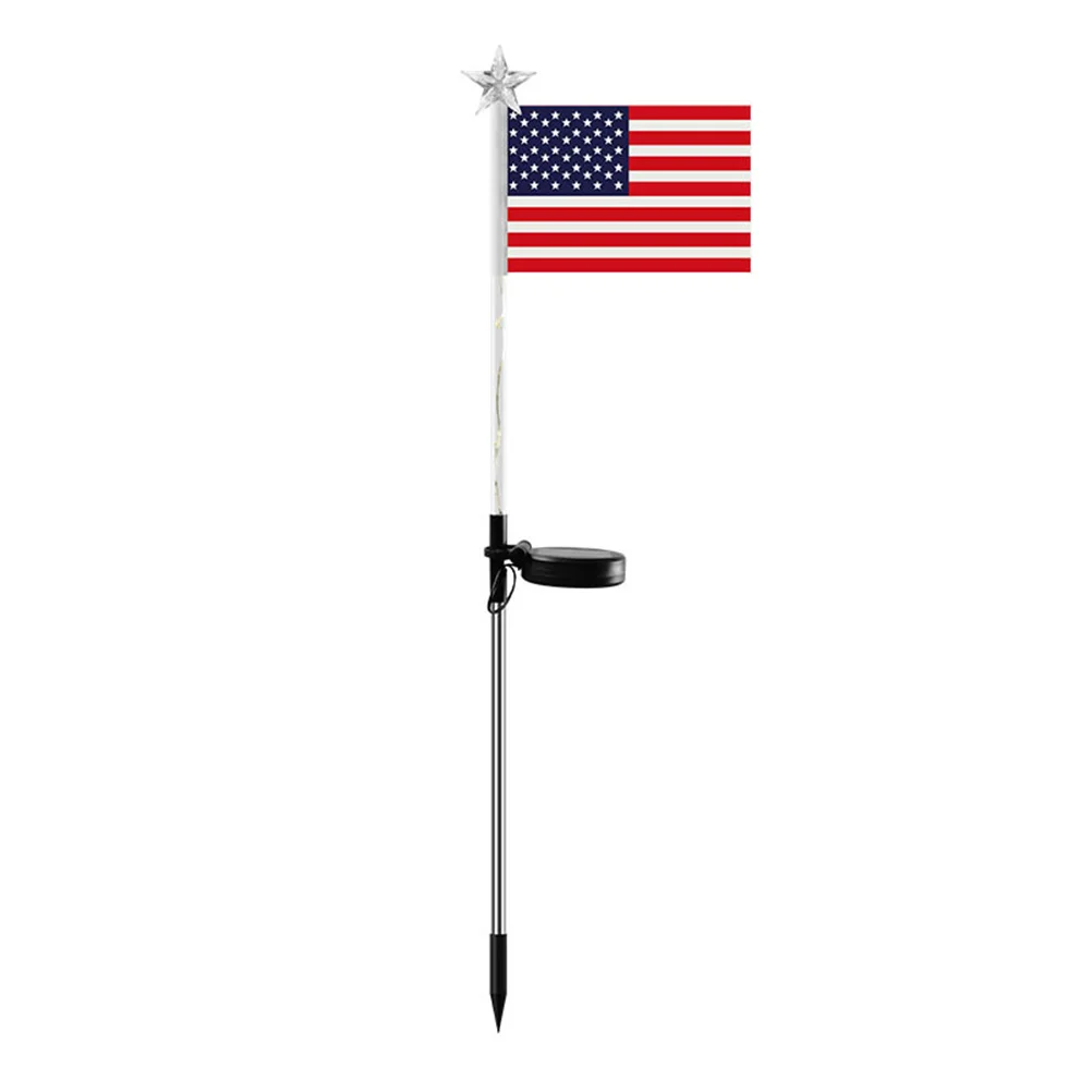 

American Flag Garden Stake Lights Solar Lights LED Flagpole Lights with American Flag