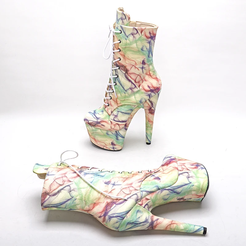 Leecabe Glitter Night Light UPPER 17CM/7Inch Platform disco party High Heels Shoes Pole Dance boot