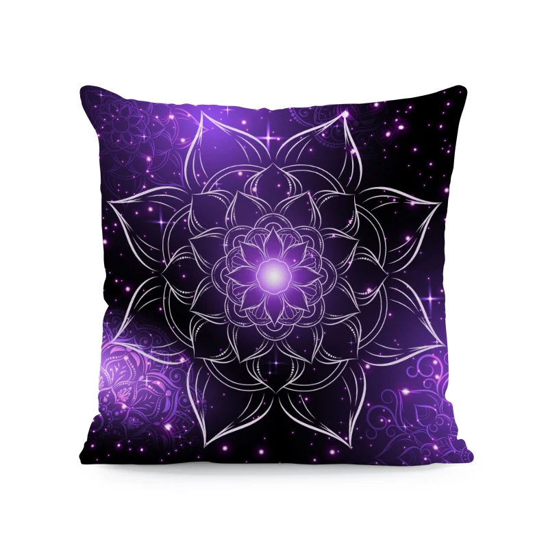 Наволочка с логотипом на заказ игровая светло-голубая Мандала круглым узором