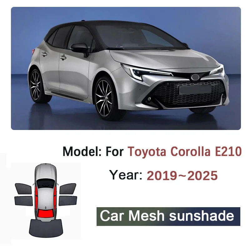Фото Автомобильный сетчатый солнцезащитный козырек для Toyota Corolla E210 хэтчбек 2019 ~ 2025, солнцезащитные козырьки, магнитные шторы для окон, автоинструменты, аксессуары №2
