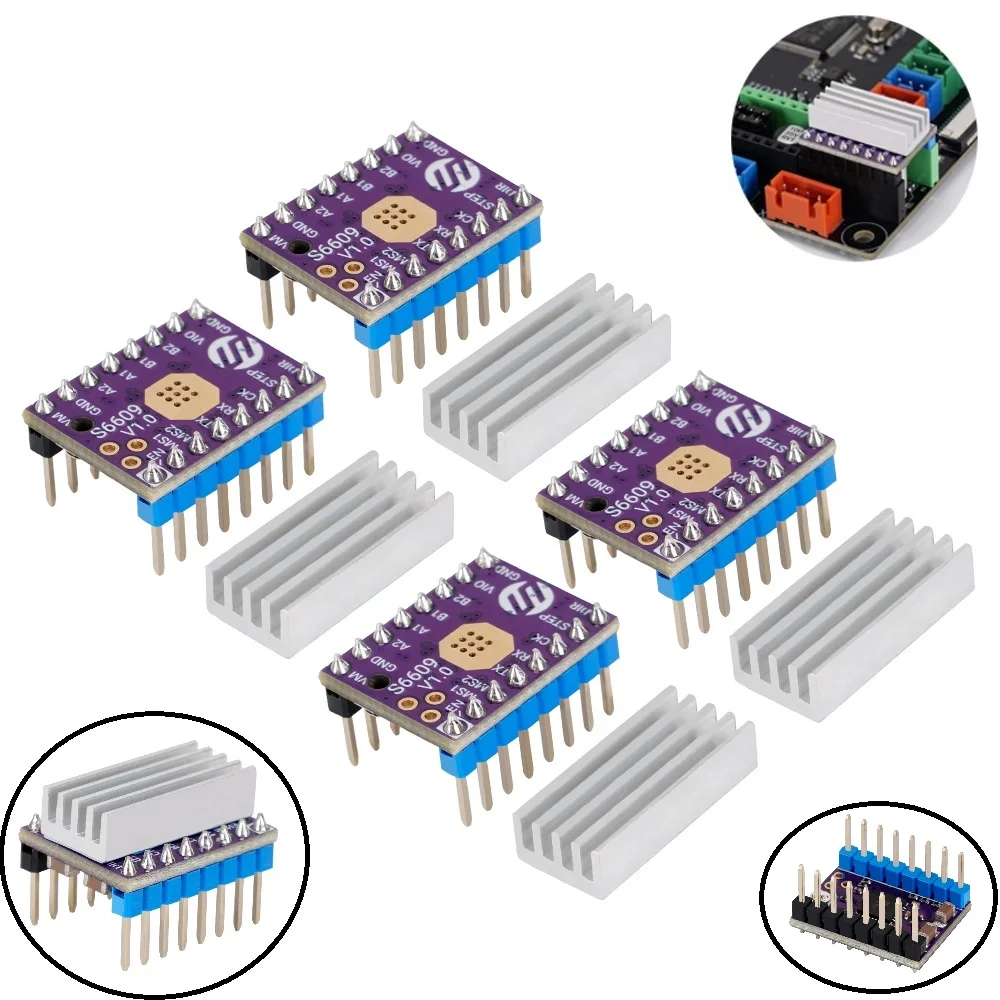 Шаговый Драйвер MEGA 4sets S6609 шаговый модуль бесшумный GC6609 256 microstep для замены TMC2208/2209