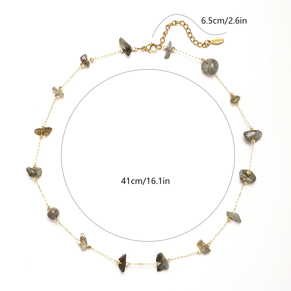 ZMZY простое ожерелье с натуральным кристаллом неправильный камень гравий золотой