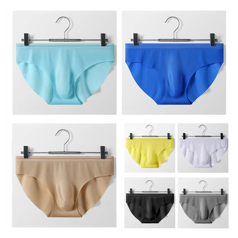 

3D Punch Ice Silk Men Underwear Seamless Nylon Briefs Ultra-thin Gay Sexy Underwear Pouch 2022 Hot Sale Male's Underwear
