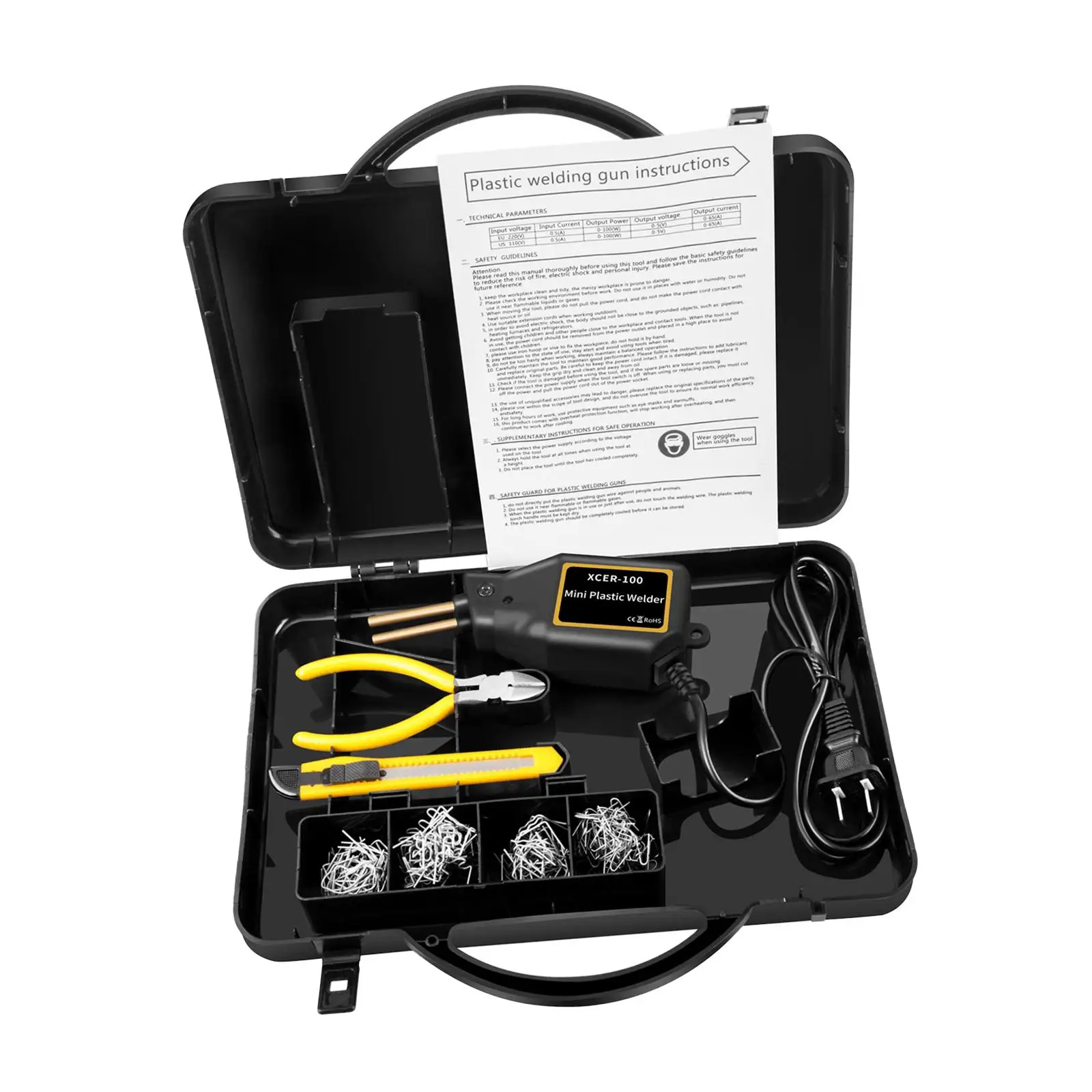 

50W Hot Stapler Welding Machine garage tool Car Bumper Repair PVC Repair Carry Case with 200Pcs Staples 110V