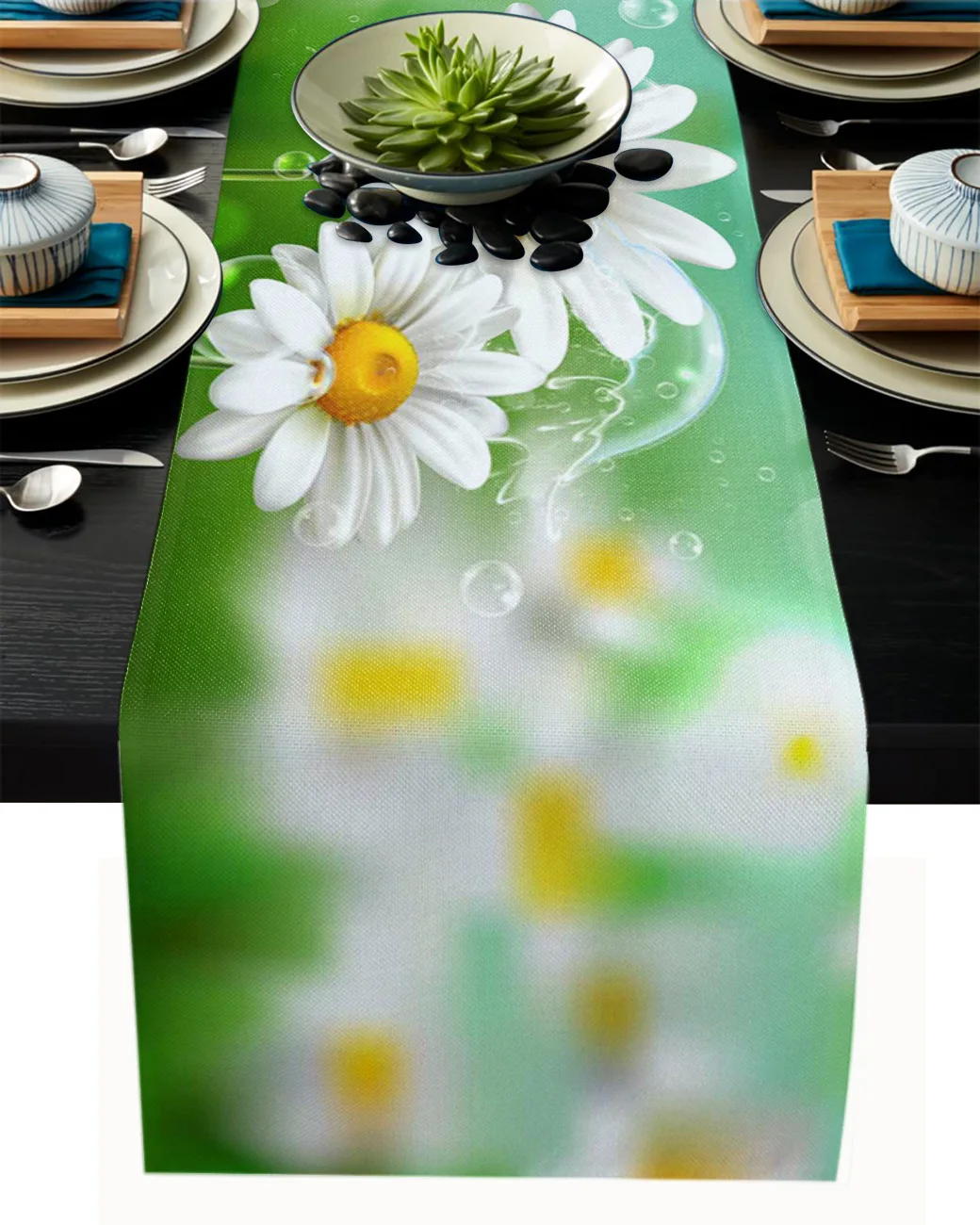 

Summer Daisy Water Drops Sunshine Tablecloth Table Runner Decoration Home Decor Dinner Table Decoration Table Decor