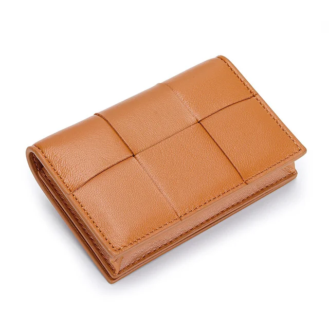 Small Sheepskin Woven Card Bag Woman Short Wallet Handy Bag Card Bag Lady Coin Purse For Girl Coin Purse Woman Short Wallet 1