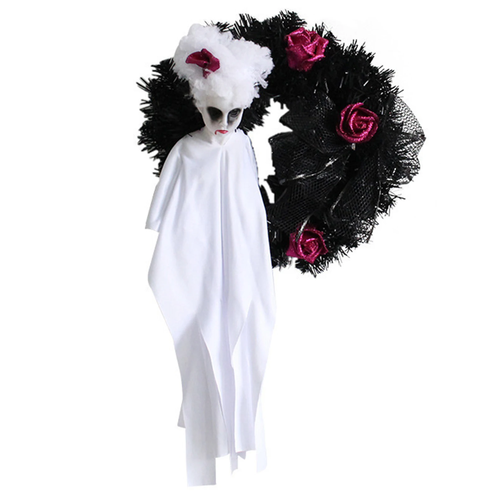 

Венок праздничный для Хэллоуина искусственный череп Призрак Роза гирлянда большого размера украшение для дома акценты