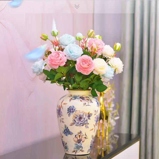 American light luxury ceramic vase decoration creative living room porch TV cabinet wine cabinet decoration flower arrangement E 1