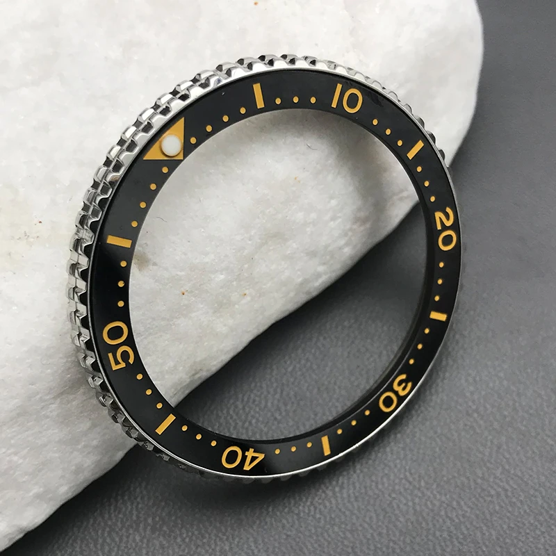 Enlarge SKX007 stainless steel bezel rotating ring with ceramic bezel insert Fit SKX007 SKX009 SRPD men watch case parts gifts