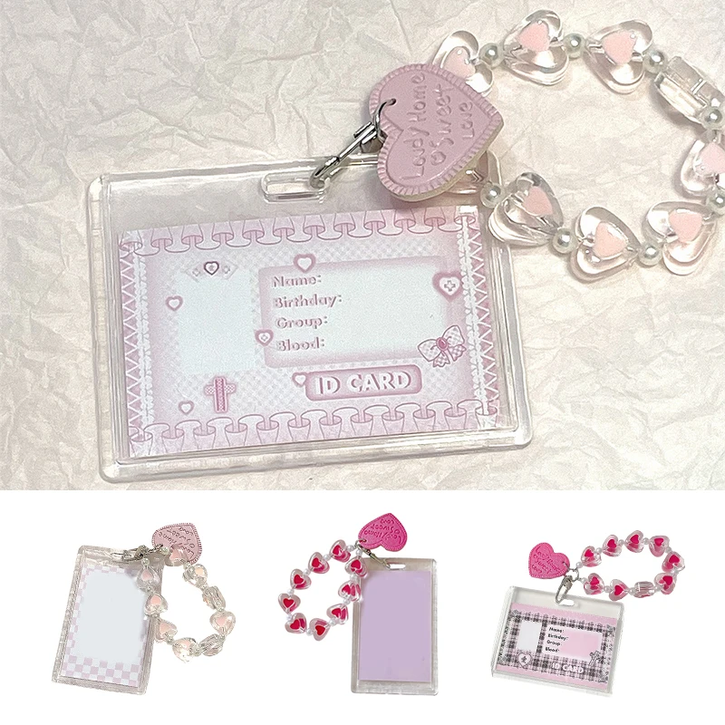 

Photocard Holder Credit ID Bank Card Photo Display Holder Bus Card Protective Case Pendant Transparent Fashion Slider Pendant