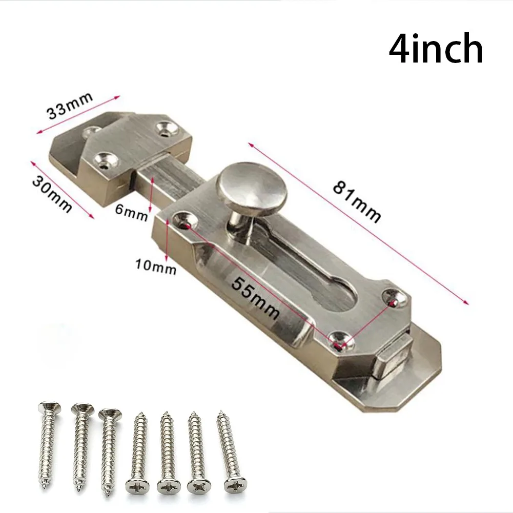 

3/4/5inch Door Window Latch Brushed Nickel Door Lock Slide Bolt Latch For Bathrooms Toilets & More Safety Protection Door Lock