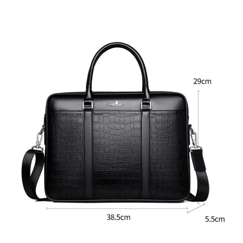 High Quality Men Business Briefcase Bag Crocodile Pattern Leather Handbag Fashion Messenger bag 14inch Laptop Bag For Male