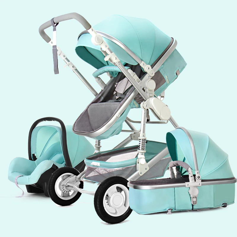 Luxury Baby Stroller and Cradle High Landscape Baby Stroller 3 in 1 Travel Pram Trolley Baby Carriage Stroller for Newborn images - 6