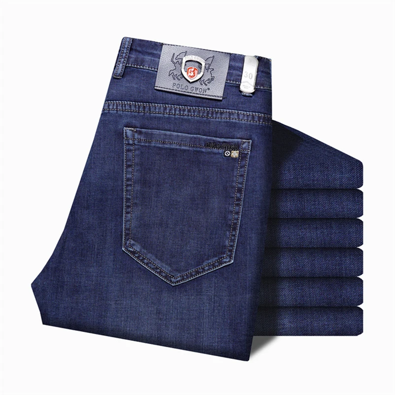 Men New in Casual Fashion Short Jeans Business Elegant Denim Trousers Stretch Elastic Pants Pony Vintage Designer Brand Clothes