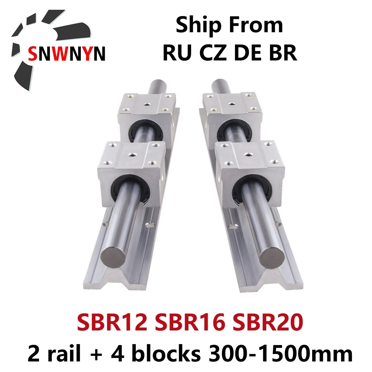 SBR12 SBR16 SBR20 линейная направляющая 2 шт. 300 500 600 1000 мм с 4 шт. SBR12UU SBR16UU SBR20UU подшипниковый блок для CNC 3D части