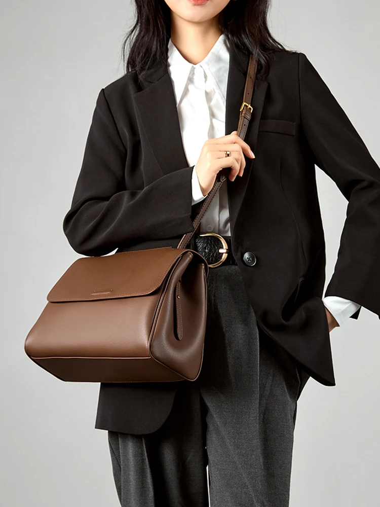 Сумка из натуральной кожи с верхними ручками для женщин высококачественный