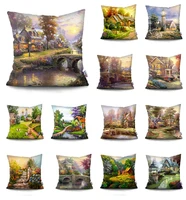 american country retro cushion cover double sided printing polyester throw pillow case home decoration pillowcase sofa covers