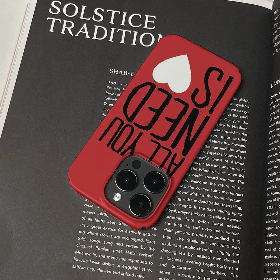 Креативный чехол для телефона INS с красным фоном Need Love English Chic Motto iPhone 15 14 11 12 13 Pro Max