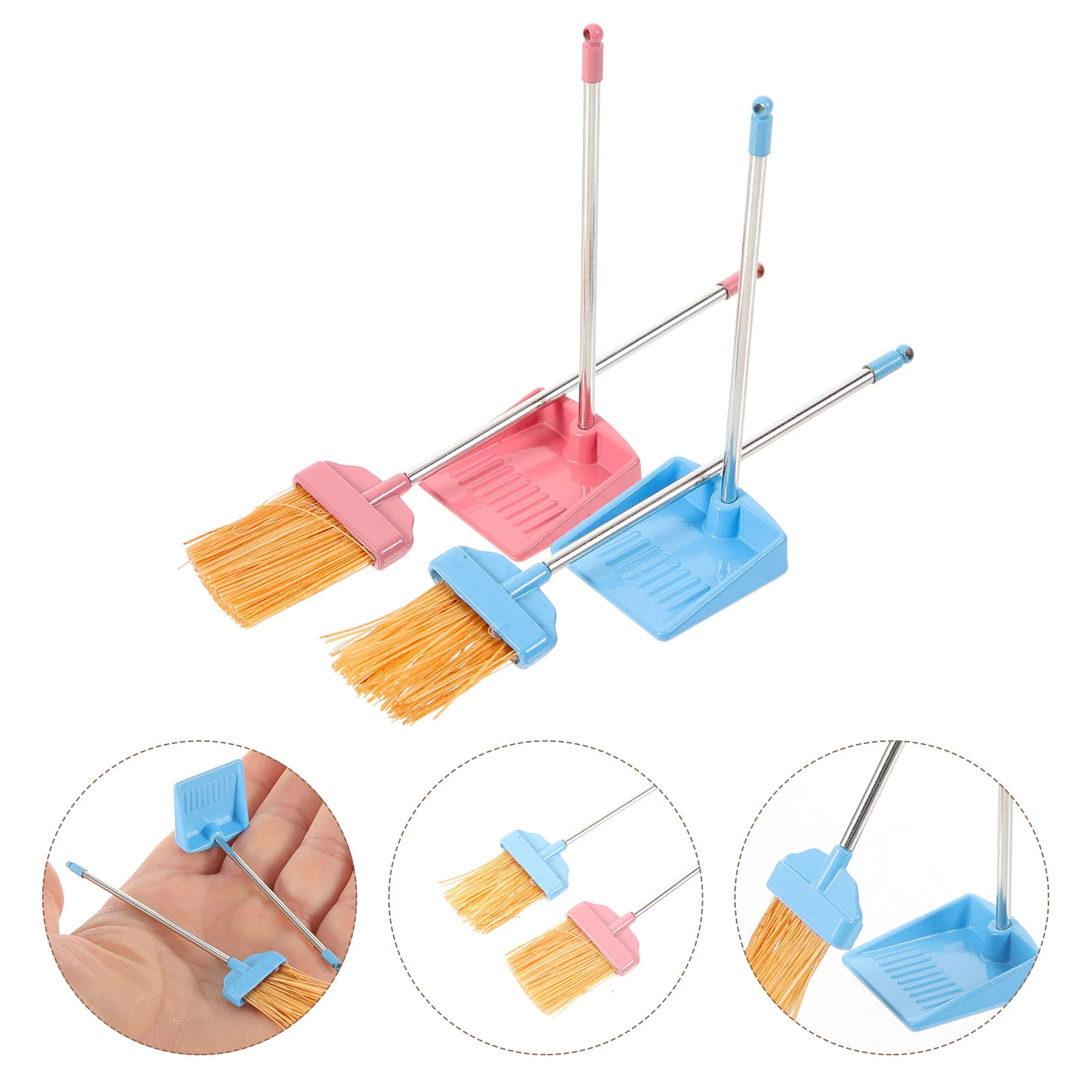

Broom Figurines Mini House Decor Accessories Simulation Brooms Models Miniature Cleaning Tool Toy