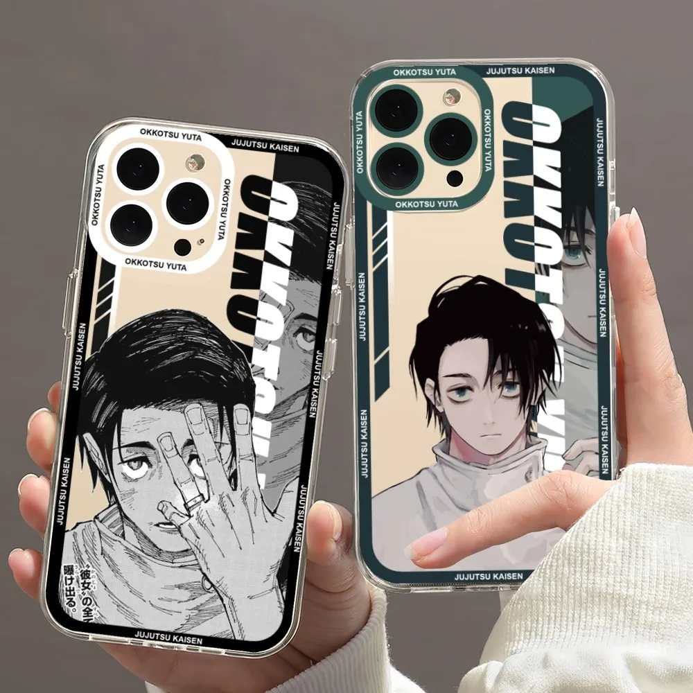 Чехол для телефона Okkotsu Yuta juютсу Kaisen для iPhone 11 12 Mini 13 14 Pro Max прозрачный чехол