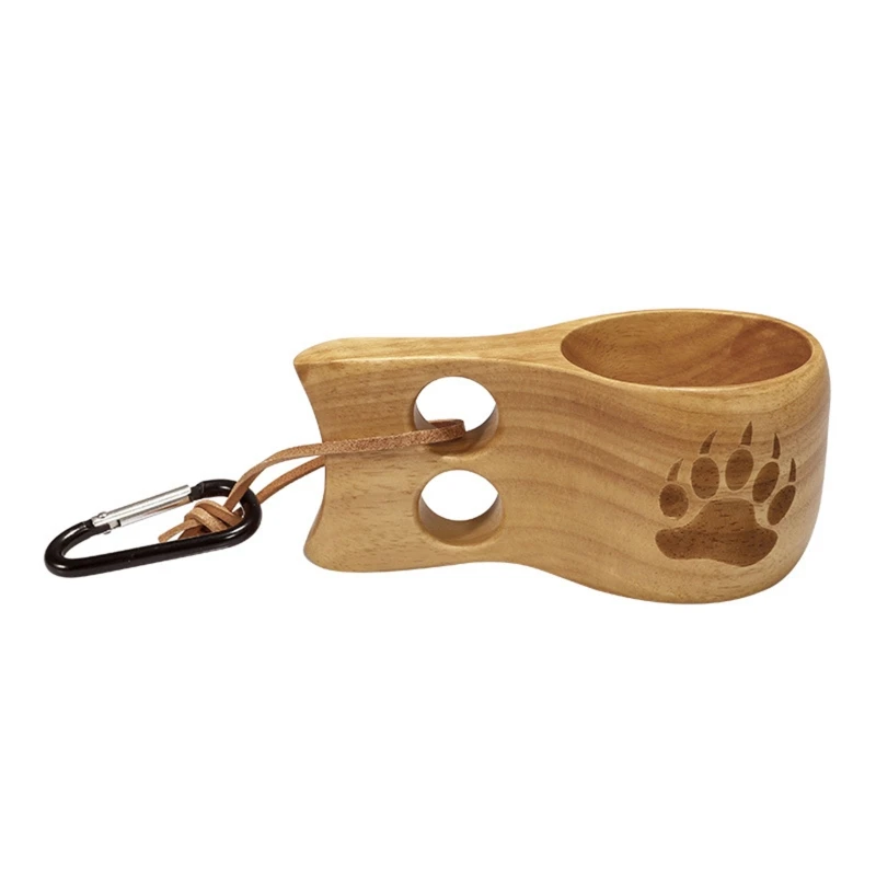 

Wooden Mug Portable Camping Drinking Cup Integrated Water Scoop Unique Design