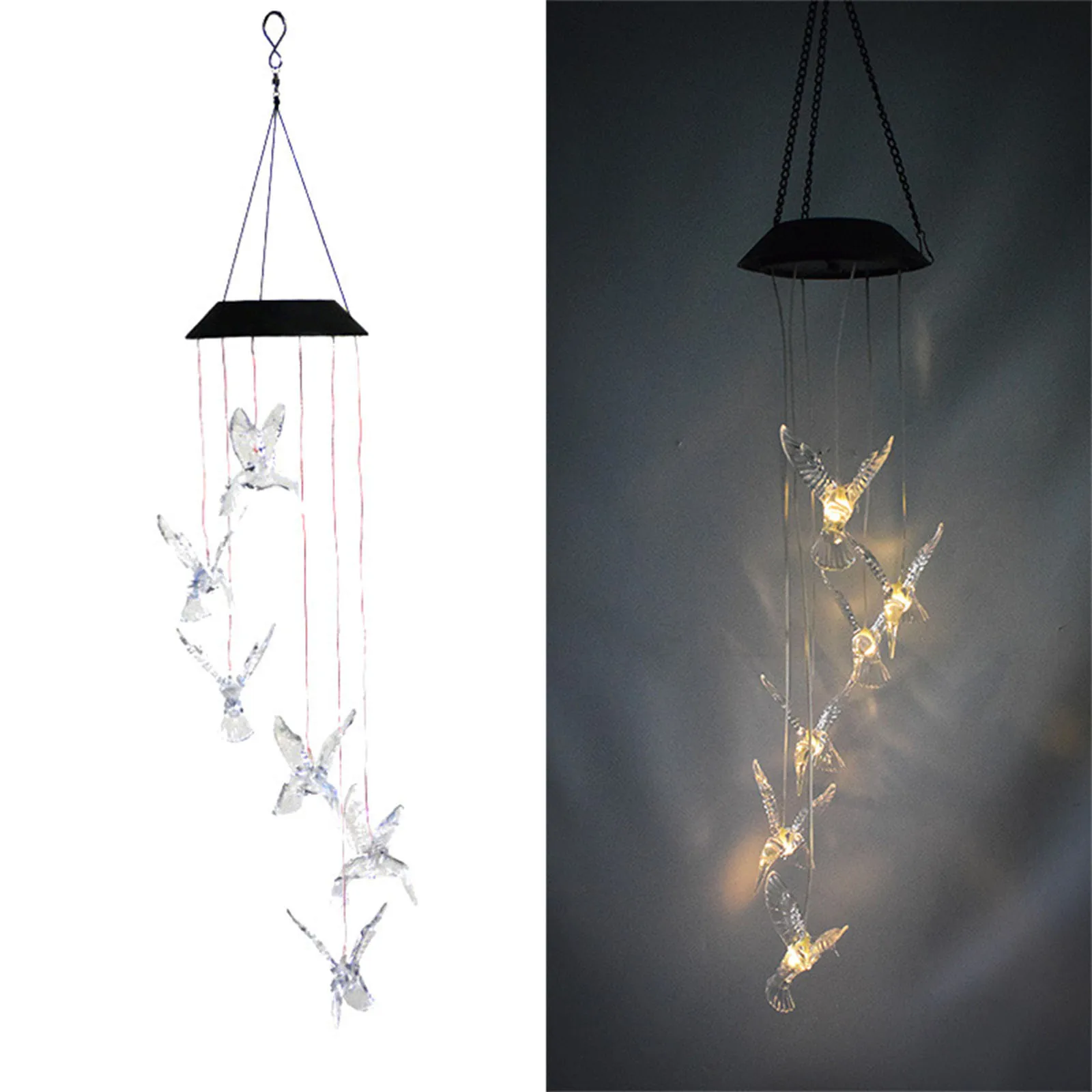 

Solar Wind Chimes Lights Led Art Wind Bell Birds Color Hanging Lamp Garden Home Decor Pendant Courtyard Bell Decoration Sea Bell