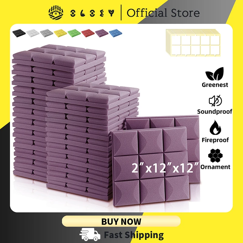 

Polyurethane Wall Stickers 6-24 Wall Soundproof For Music Studio Acoustic Foam Soundproofing Insulation Door Home Accessories