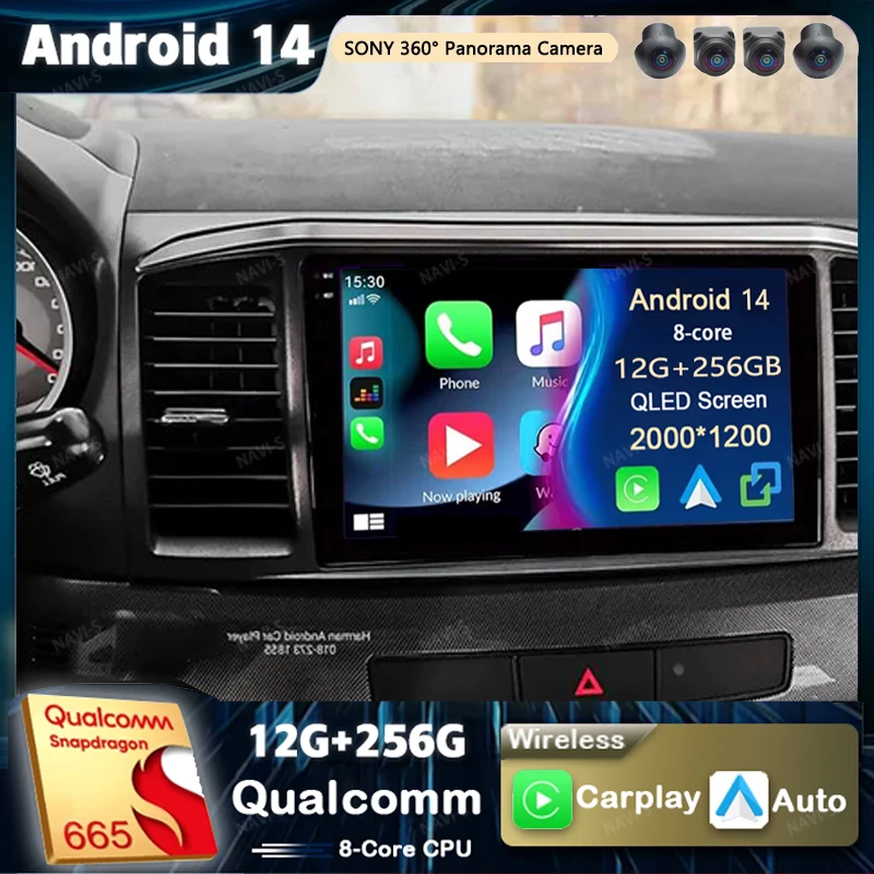 Android 14 для Mitsubishi Lancer 10 CY 2007-2012 2K QLED автомобильный радиоприемник мультимедийный