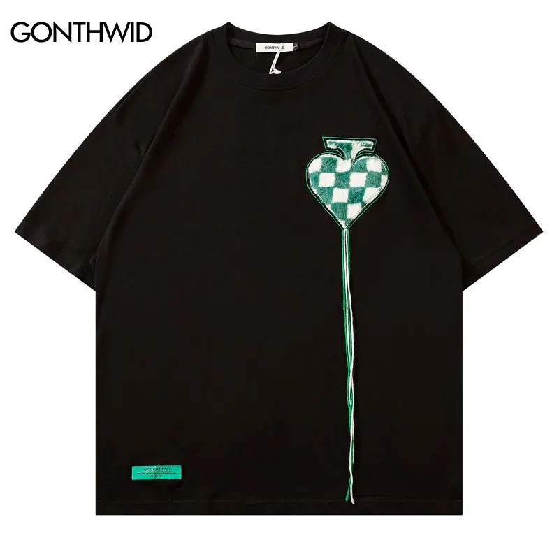 

Men Streetwear T-Shirt Hip Hop Embroidery Patch Casual Cotton Tshirt Harajuku Summer Loose Tee Shirts 2022 Men Short Sleeve Top