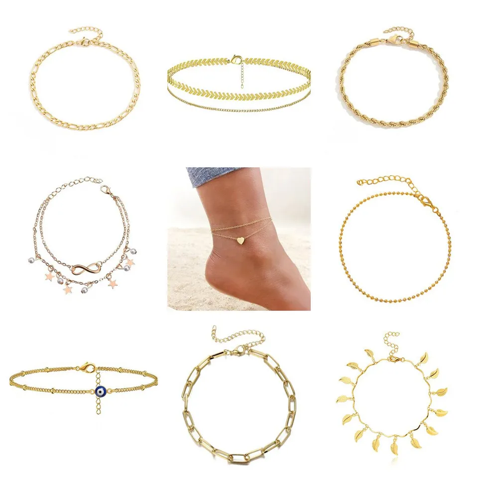 

New Shell Pearl Star Women's Love Anklet Bracelet Boho Simple Chain Footwear Jewelry Sandals Barefoot Beach Bridal Gift