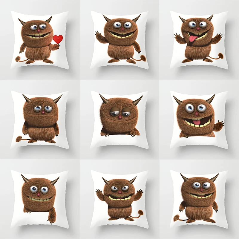 

Funny little devil pillow cover children's room decoration gift car sofa cushion cover polyester home decoration ornaments 45*45