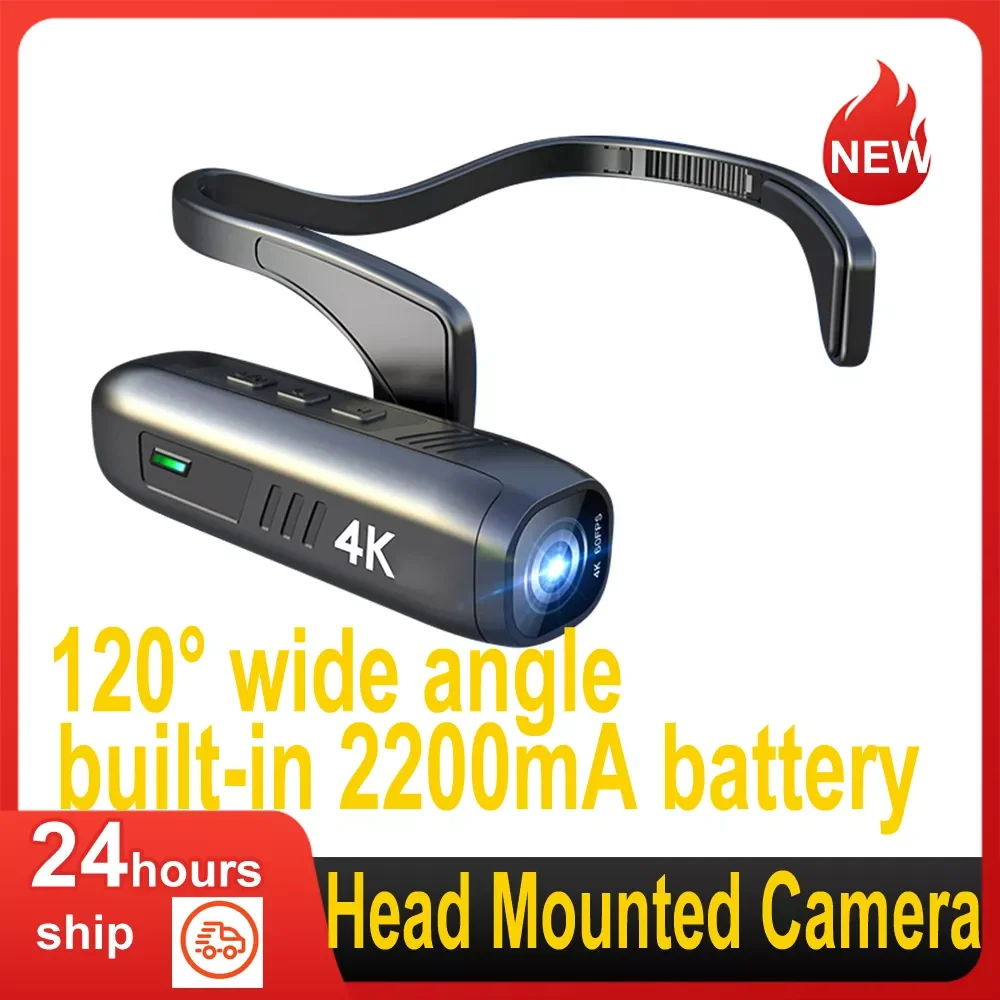 

Камера 4K 30FPS с креплением, носимая Wi-Fi видеокамера, видеокамера с широкоугольным объективом на 120 °, функция стабилизации, встроенная батарея...