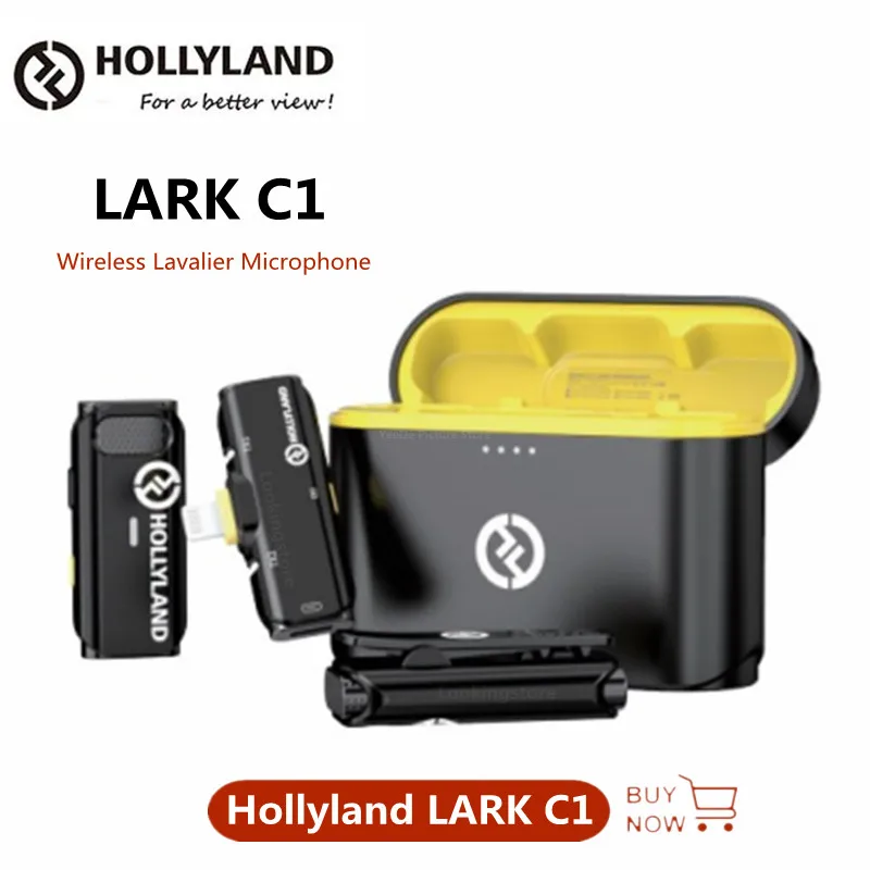 Беспроводной петличный микрофон Hollyland Lark C1, система записи аудио и видео 650 футов для iPhone14 13 Pro, прямая трансляция