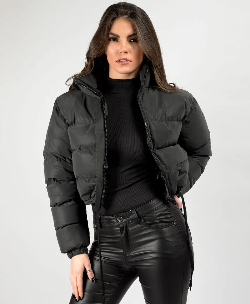 2021 Winter Collar Simple Casual Cotton-padded Jacket Joker Solid Color Ladies Short Bread Jacket Bubble Coat Women Winter