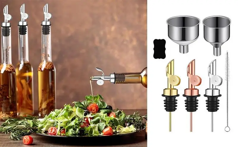 

4 piece Weighted Stainless Steel Bottle Pourers Olive Oil Dispenser nozzle Liquor pour spout suitable for Wine Whiskey Vinegar