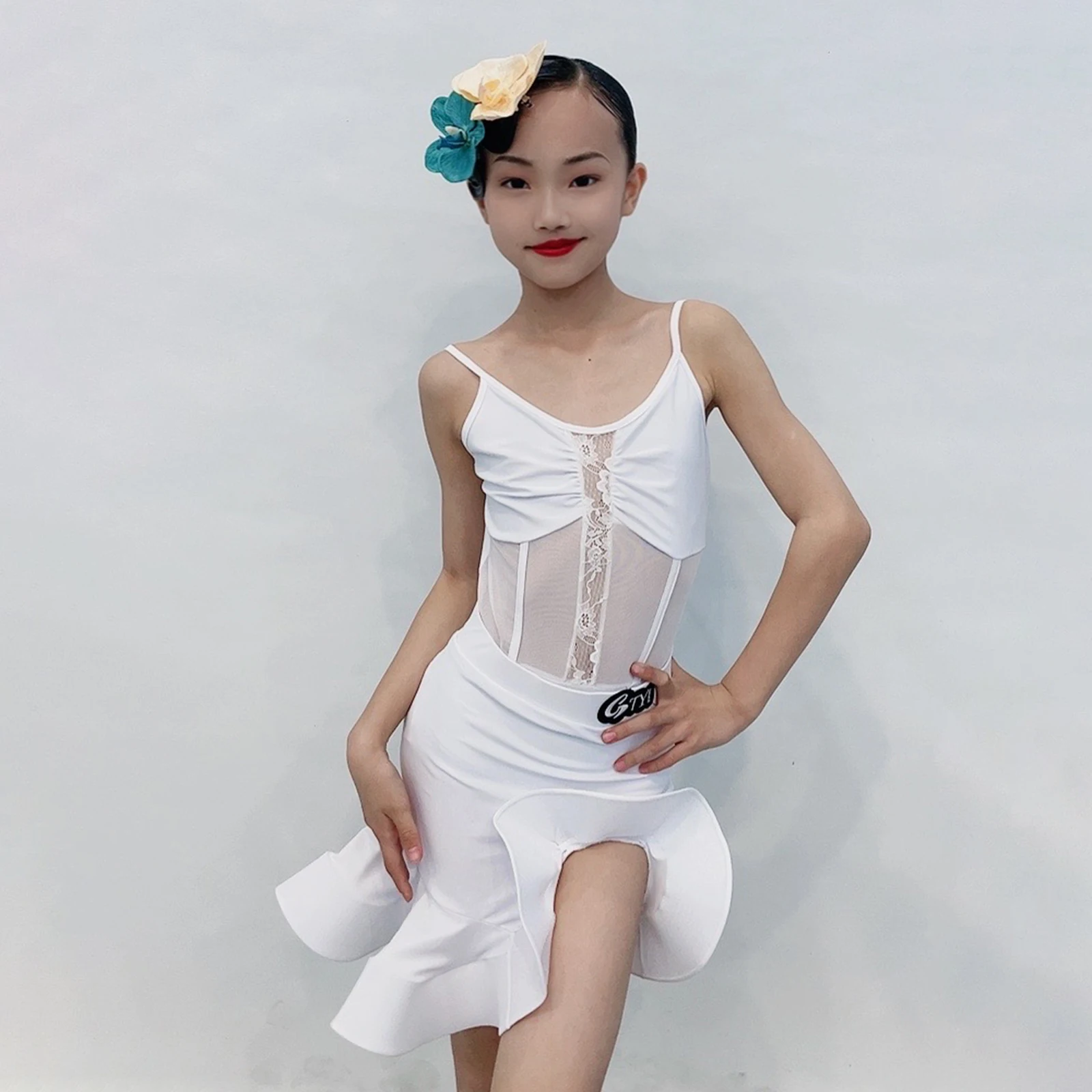 

Платье для латиноамериканских танцев, без рукавов, белое, SL8409