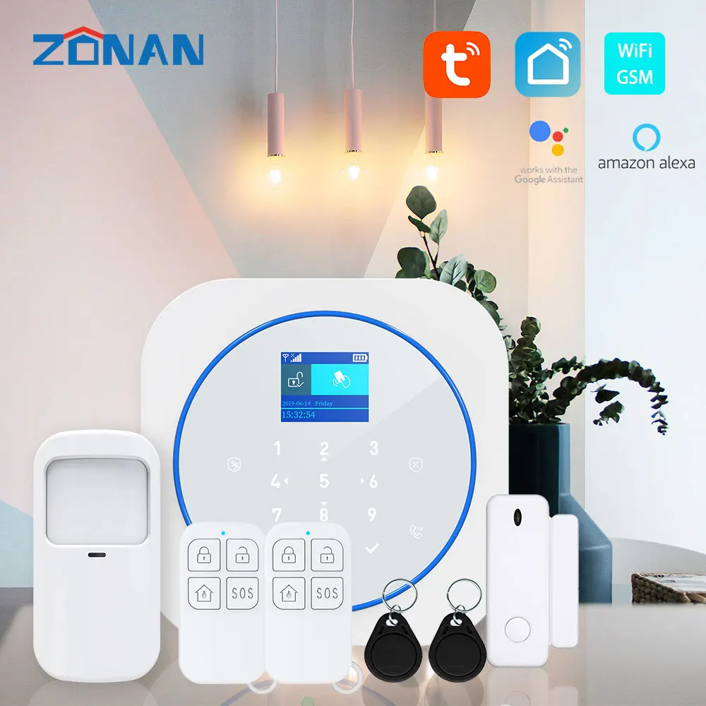 

Tuya WiFi GSM home Security Protection smart Alarm System LCD screen Burglar kit Mobile APP Remote Control Arm and Disarm