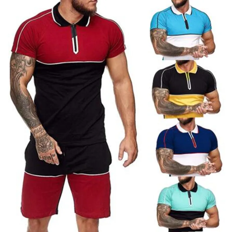 

Summer 2022 New Brand Men Sports Sets 2Piece Casual Men's Short-sleeve POLO Shirt+Shorts Running Fitness Suit Male Tracksuit 3XL