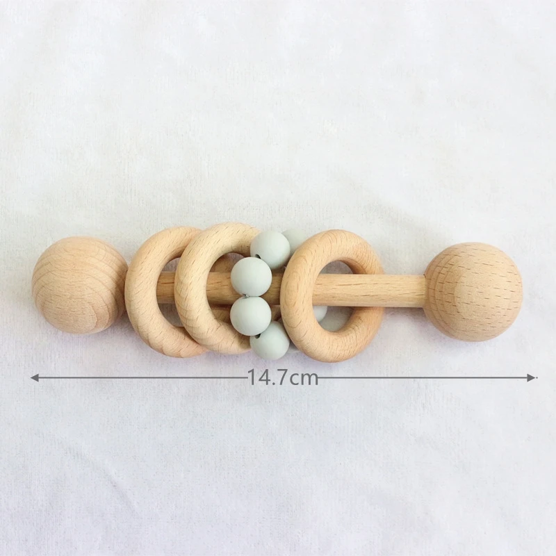 Montessori Baby Toys Rattle Wooden Hands Garb Practice Rings Babies Gift Teething Wooden Rattles Soothing Toy Baby Shower Gifts images - 6