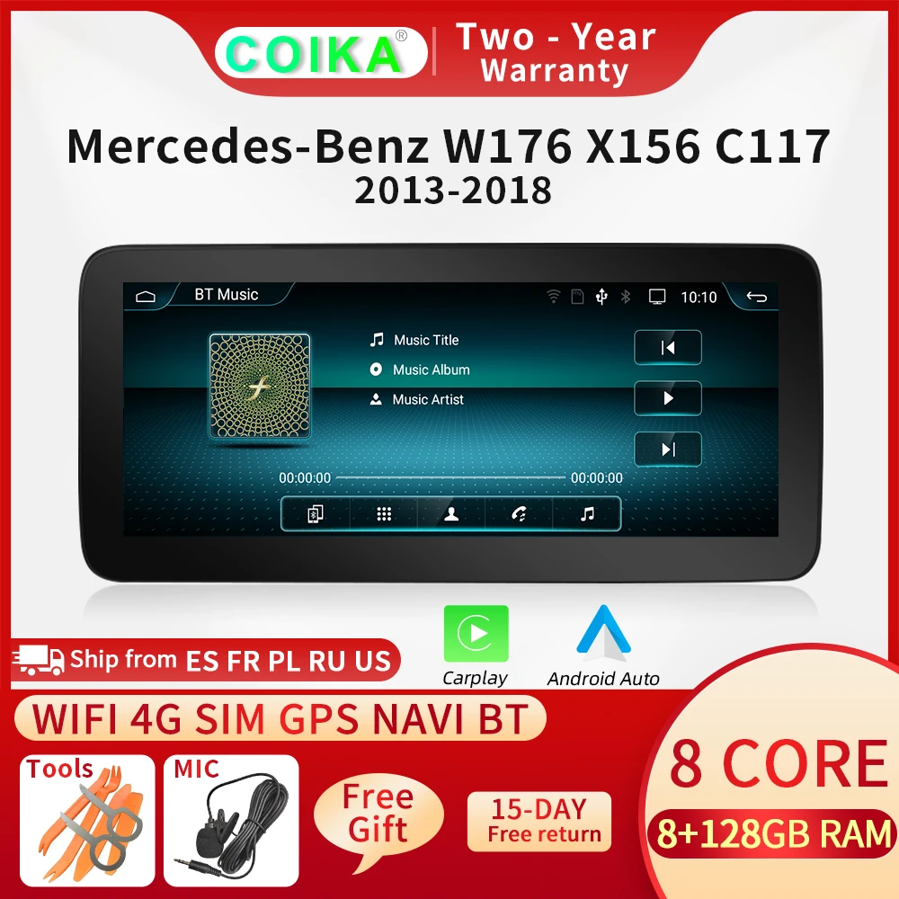 

Carplay Android 10,0 автомобильное радио для Mercedes-benz A CLA GLA W176 W117 X156 GPS Navi Google WIFI SIM BT 8 Core IPS Touch
