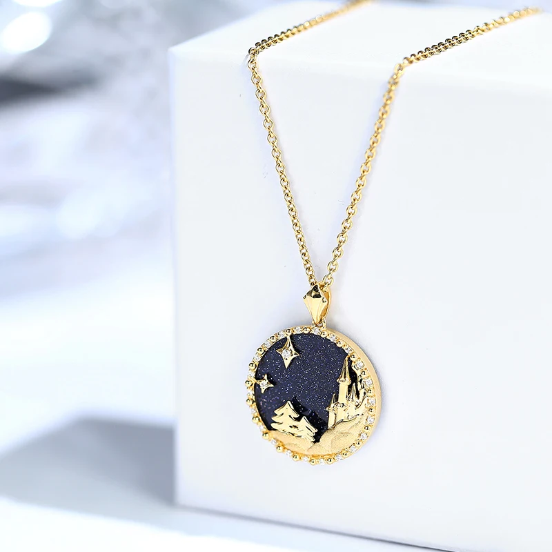 

Новый оригинальный дизайн ожерелье с синим замком Роскошные ювелирные изделия ожерелье с созвездиями женские подарки памятный день вечерн...