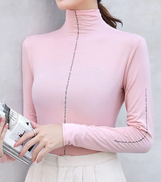 

Женская Модальная блузка с длинным рукавом, с воротником-стойкой