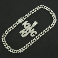 hip hop iced out cuban chains bling diamond rhinestone letter king ki pendants mens necklaces gold jewelry for women choker gift