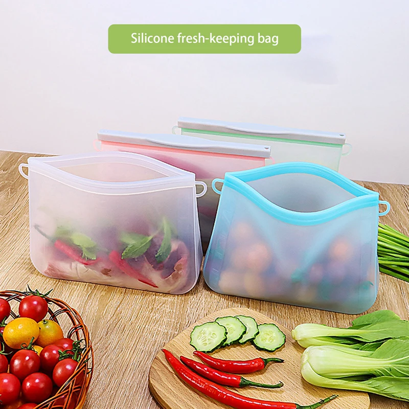 

Silicone Bag Reusable Vegetable and Fruit Fresh Bag Anti Cross Flavor Separate Packing Bag Thickened Sealed Portable Storage Bag