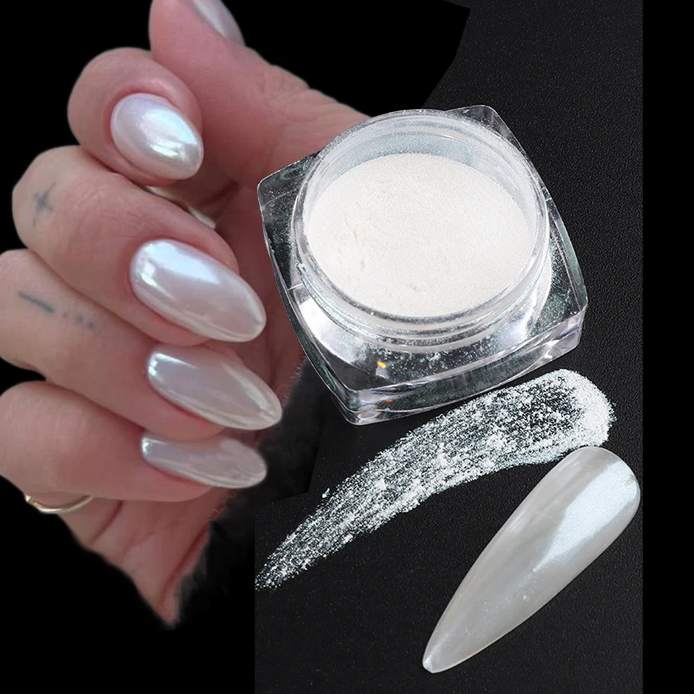 

Aurora Nail Powder Pearl Chrome Powder Shimmer Glitter Wedding Bride Nail Design Rubbing Dust Mirror Effect Fairy Pigment