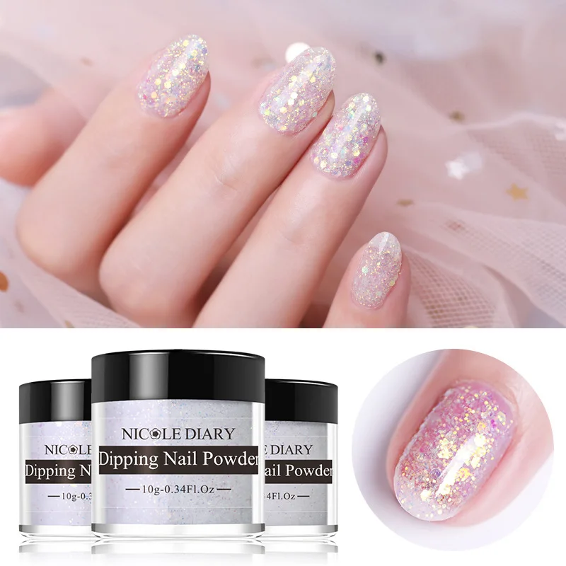 

Dipping Nail Powder Gradient French Glitter Dust Power Natural Dry Witout Cure Dip Nail Power Decoration Manicure