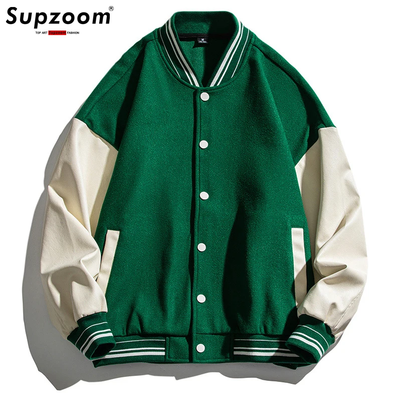 

Supzoom Новое поступление осень и зима модный мужской топ в стиле пэчворк модный костюм Свободная Повседневная спортивная куртка бейсбольная куртка с вышивкой
