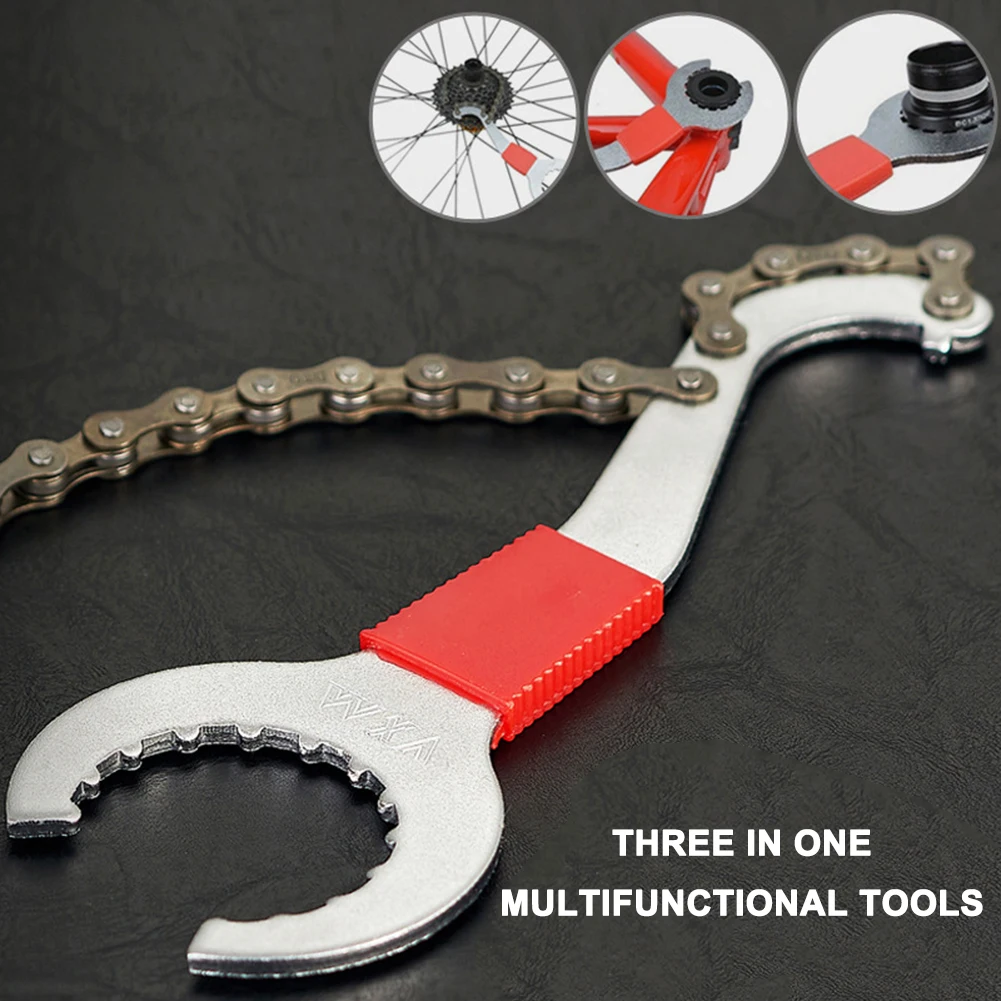 

VXM 3 in 1 Multifunctional Mountain Bike Chain Whip Sprocket Repair Spanner Wrench Freewheel Removal Bottom Bracket Remover Tool
