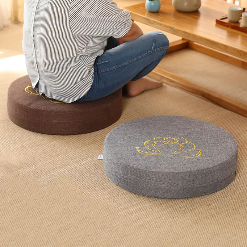 1PC Meditate Meditation PEP Hard Texture Linen Round Backrest Pillow Cushion Washable Yoga Floor Mat 40x6cm